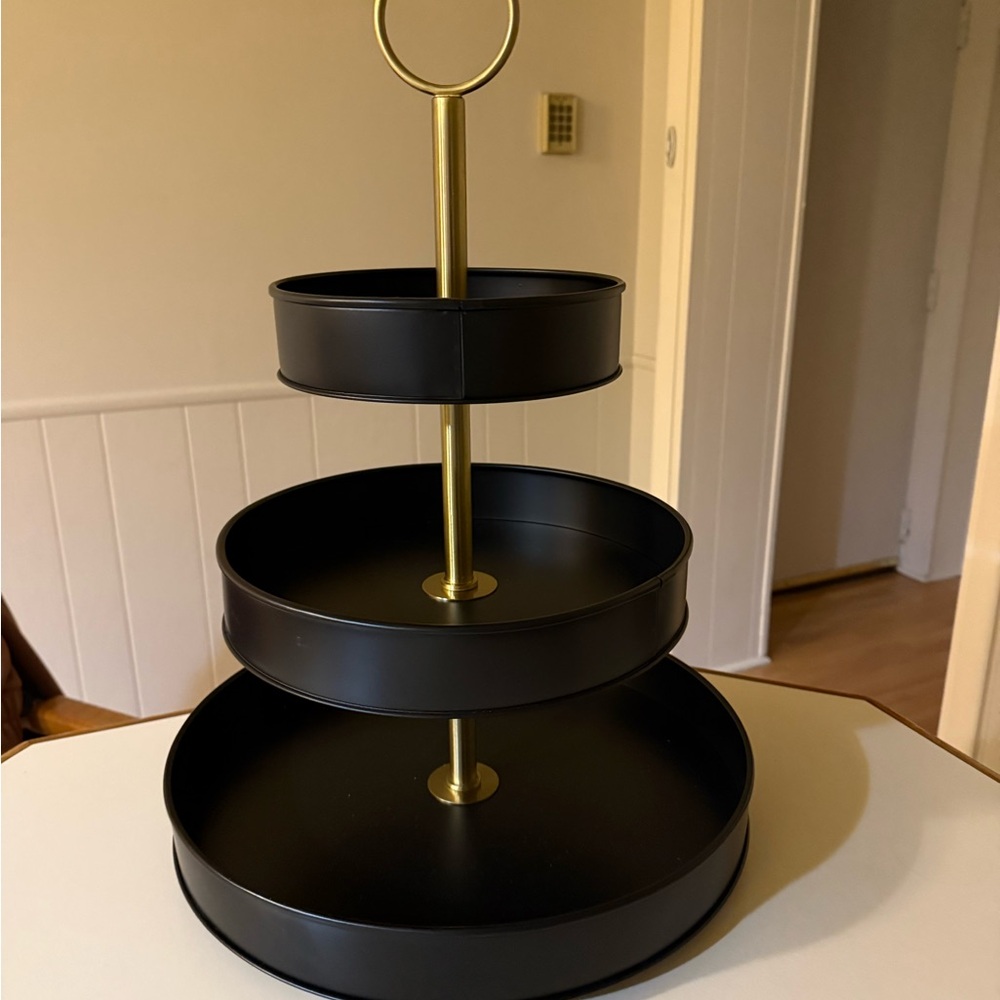 Black and Gold Three-Tiered Stand